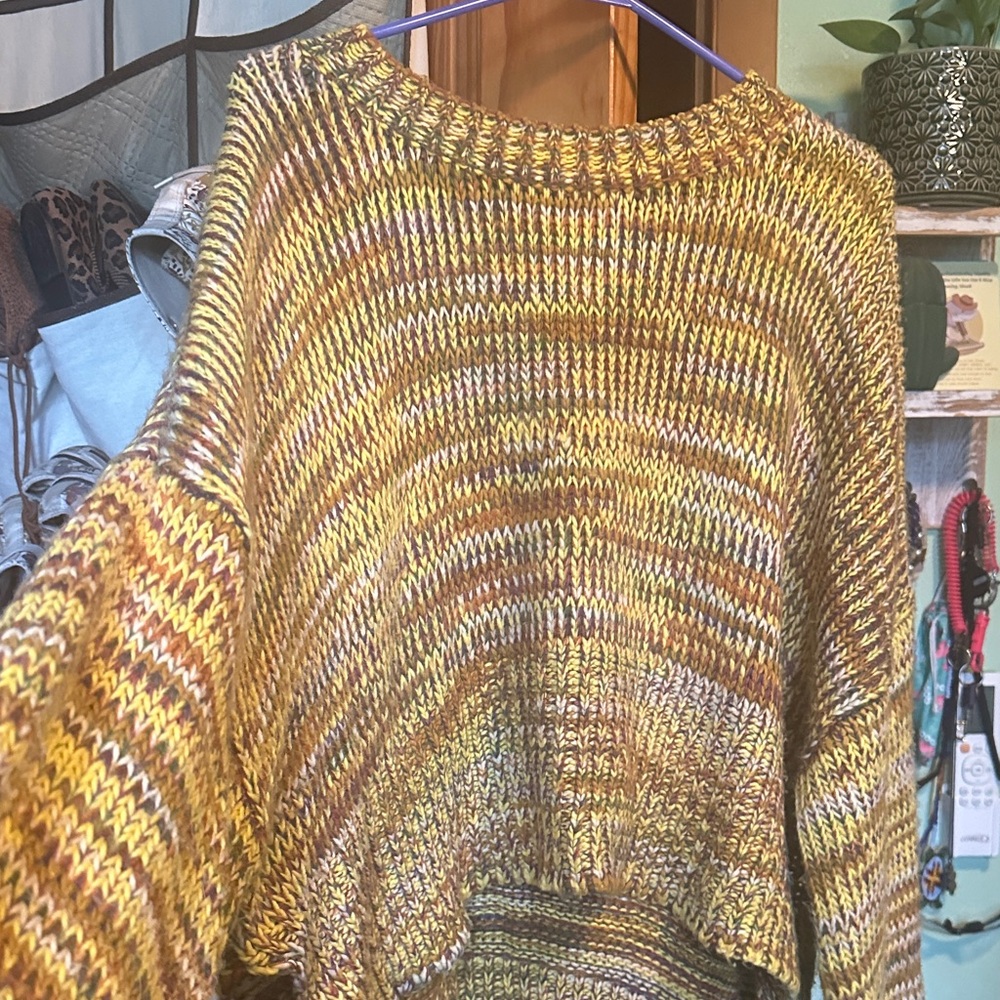 Elan Yellow and Brown Knit Women's Sweater